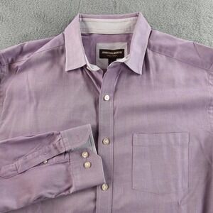 Johnston & Murphy Shirt Mens Large Purple Geometric Dress Button‎ Up Long Sleeve